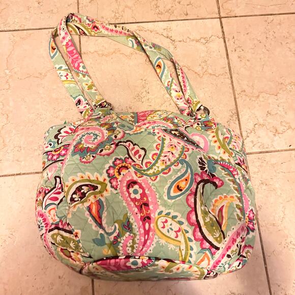 Vera Bradley Mandy Paisley Quilted Tote Shoulder Bag Purse Tutti Fruitti Green - Picture 5 of 12